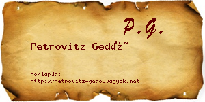 Petrovitz Gedő névjegykártya